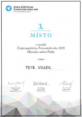 Certifikát Živnostník roku